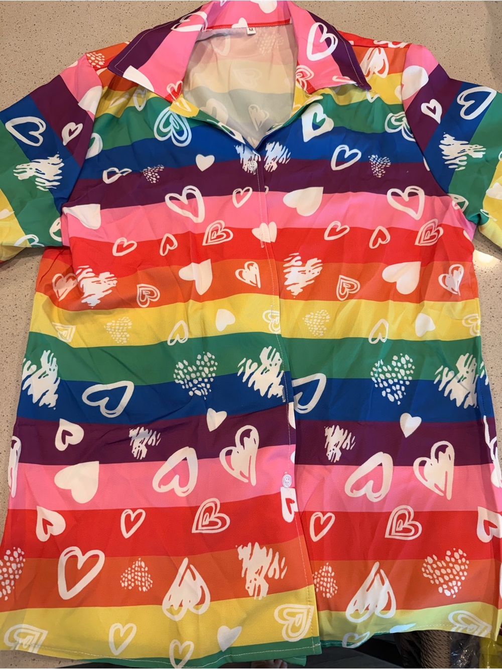 Rainbow Heart Stripe Zip-Front Shirt